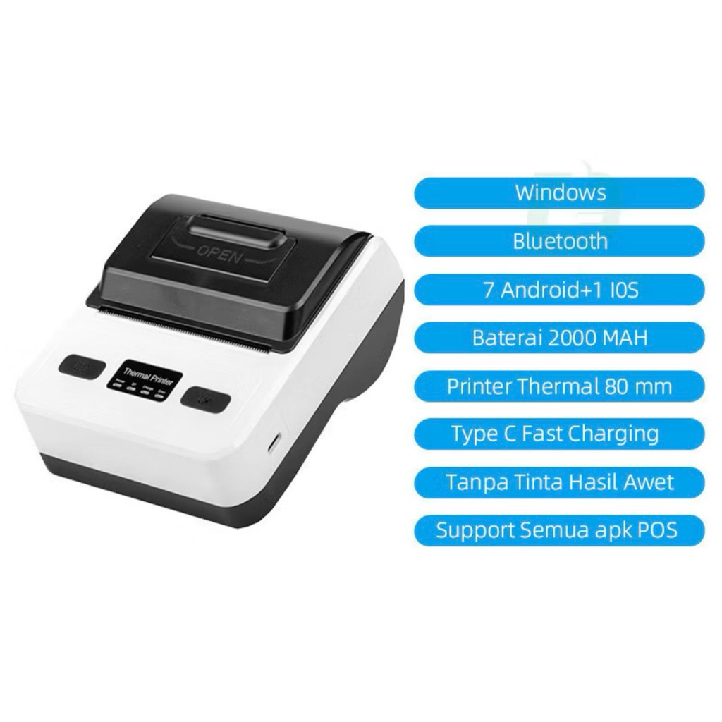 [SECOND] Printer Thermal 80MM Bluetooth + USB Cetak Resi /android/ios/Windows
