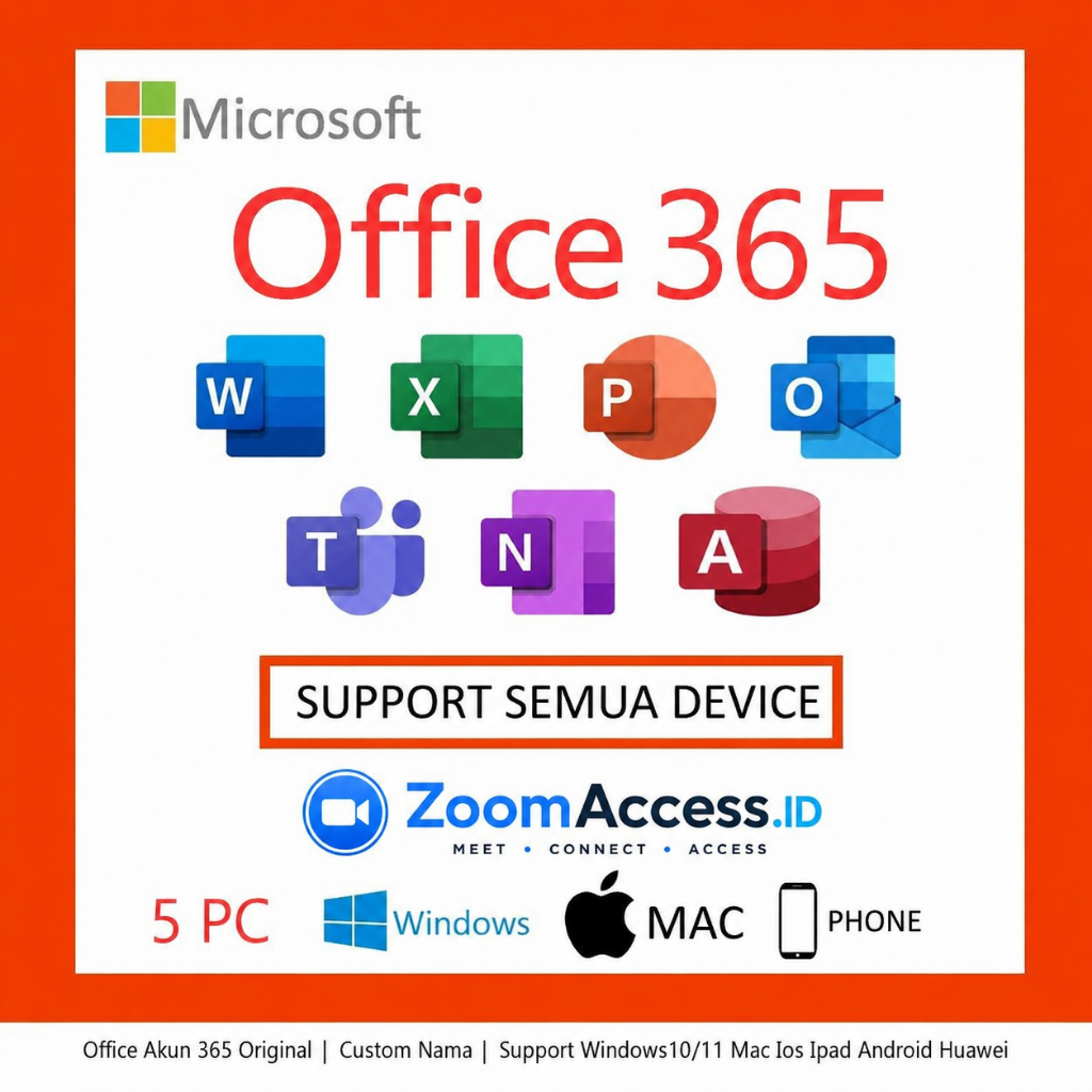 Office 365 Original Akun Premium Custom Nama Support Windows 10/11 Mac iOS Android Huawei