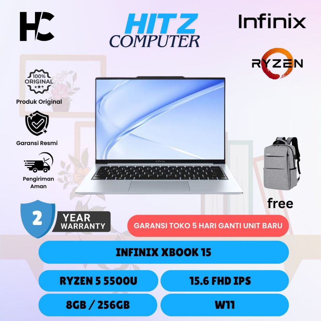 INFINIX XBOOK 15 RYZEN 5 5500U 8GB 256GB W11 15.6 FHD IPS