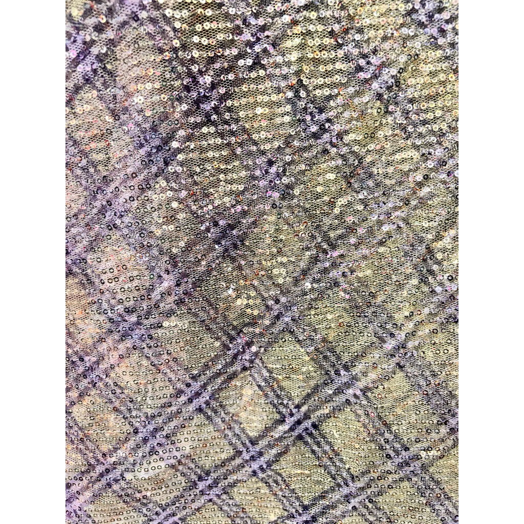bahan atau kain tile payet motif kotak-kotak antik