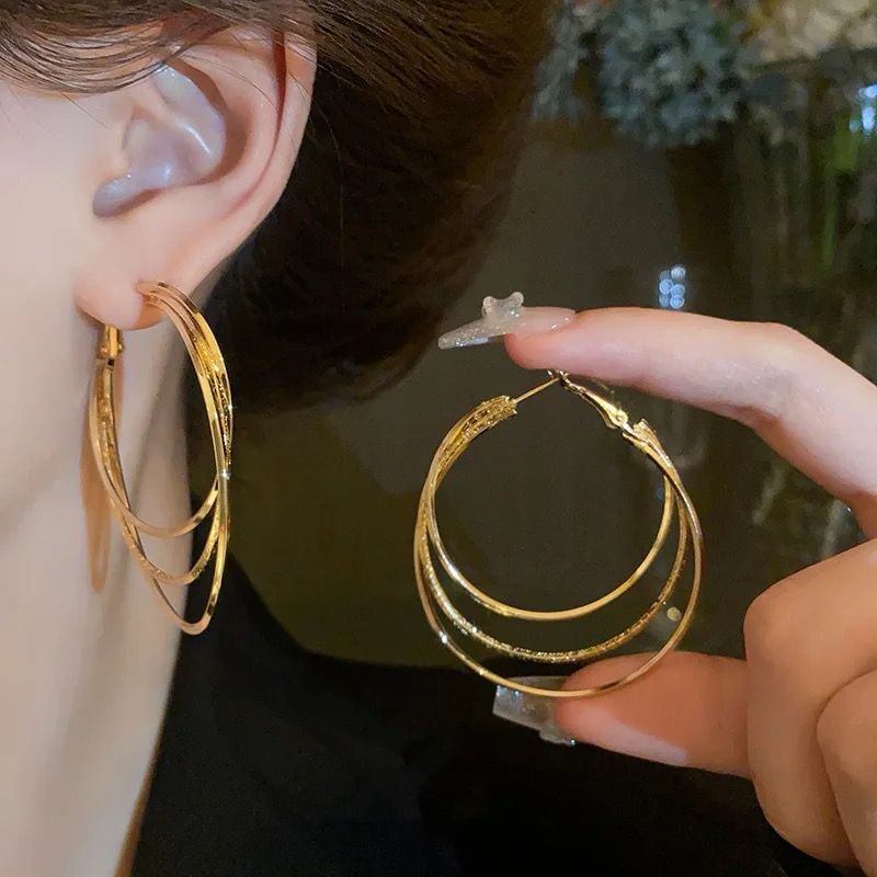 Anting Bulat 3 Layer Anting Bulat Fashion Anting Wanita AT319