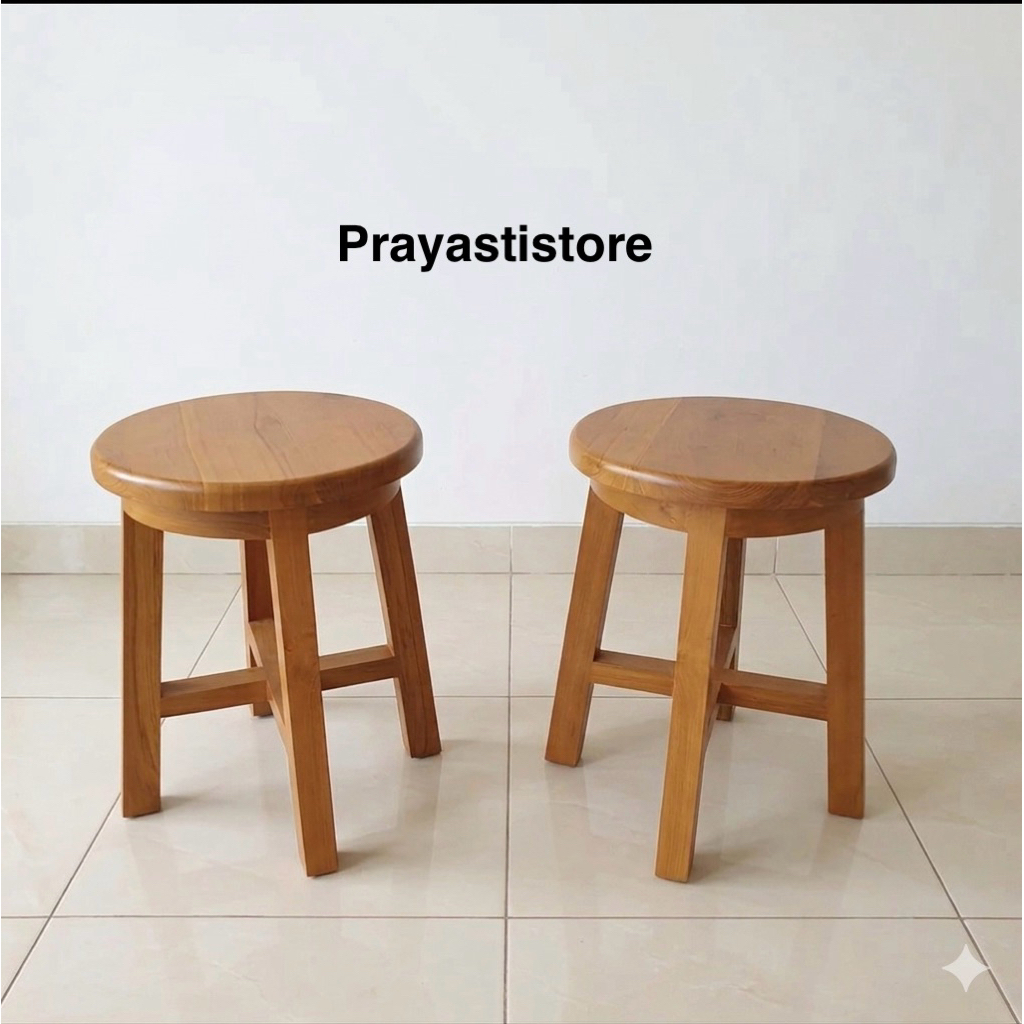 kursi stool bundar kayu jati kursi stool cafe minimalis kayu jati kursi stool bahan kayu jati
