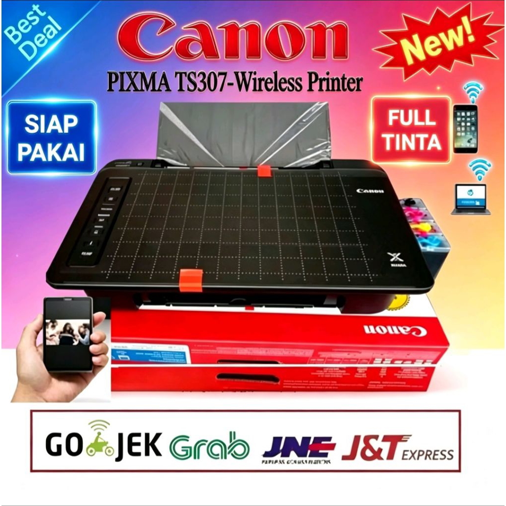 Printer wifi canon ts307 infus full tinta