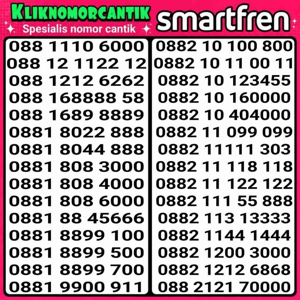 nomor cantik Smartfren 4G&5G kartu perdana Smartfren A17