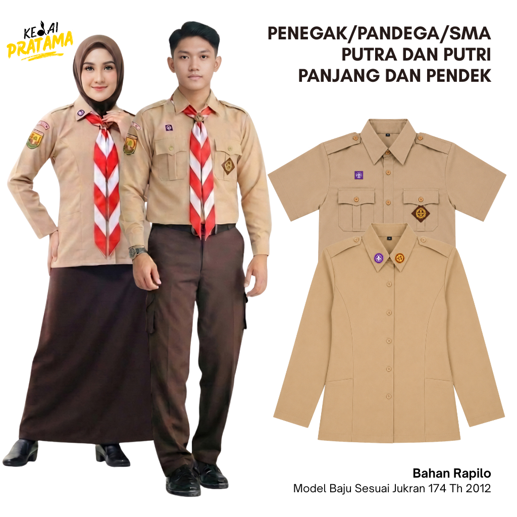 Seragam Pramuka Penegak Pandega PDH Putra Putri Lengan Pendek Panjang SMA SMK Rapilo Premium