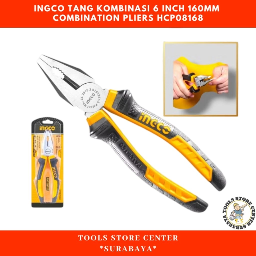 Ingco HCP08168 Tang Kombinasi 6 Inch / 160mm High Leverage Pliers Industrial / Tang Kombinasi 6" Ing
