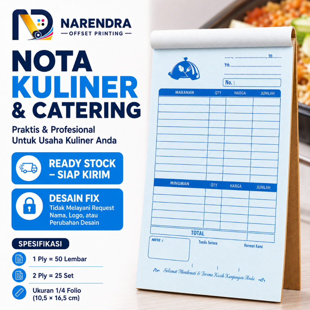Nota Makanan & Catering | Nota Restoran | Nota Cafe | Siap Pakai | Diskon Grosir!
