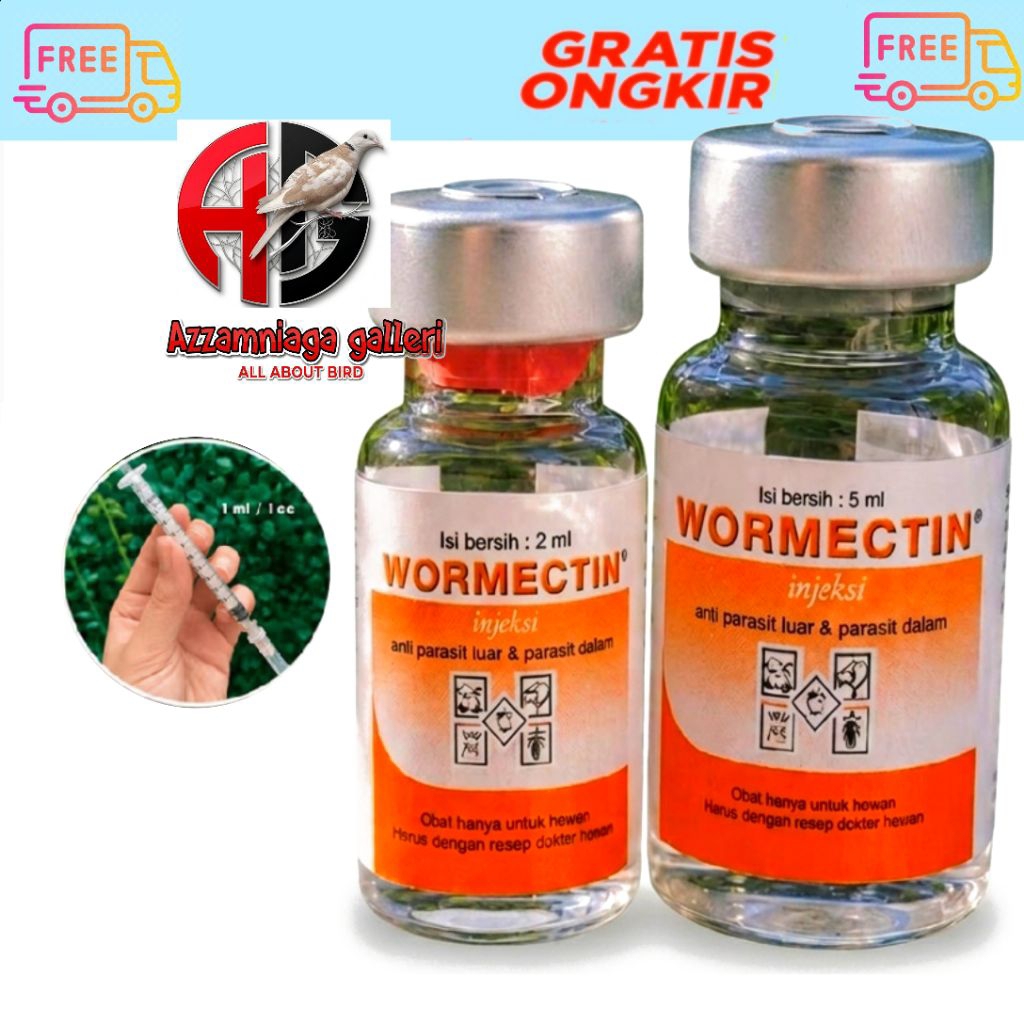 WORMECTIN 2 ML OBAT JAMUR KUCING ANJING KAMBING PAKET WORMECTIN 2ML MEDION DAN SPUIT 1 ML MEDION