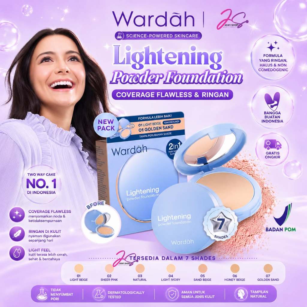 Wardah Refill Lightening Powder Foundation Light Feel - Bedak Yang Mencerahkan Dengan Hasil Natural 