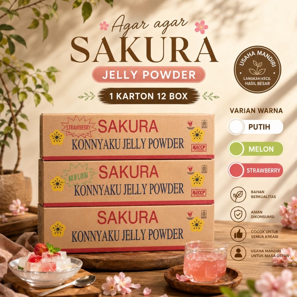 (GROSIR) Agar Agar Sakura Konyaku Jelly Powder 1 Dus/12 Box