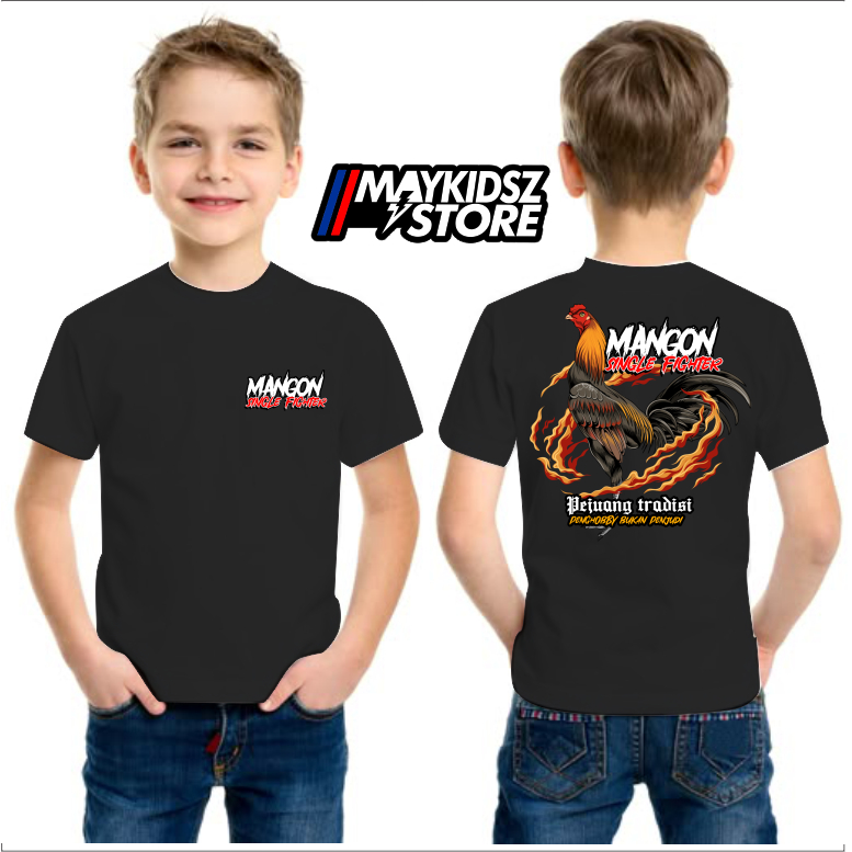BAJU KAOS AYAM MANGON SINGLE FIGHTER T-SHIRT PEJUANG TRADISI ANAK USIAA 4-12TAHUN BAJU DISTRO ANAK C