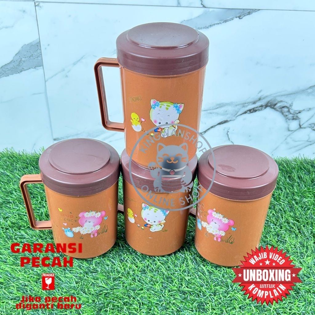 ( 12 pcs ) Gelas Tutup Plastik Mocca Eskan Mini Mug Tutup 12D