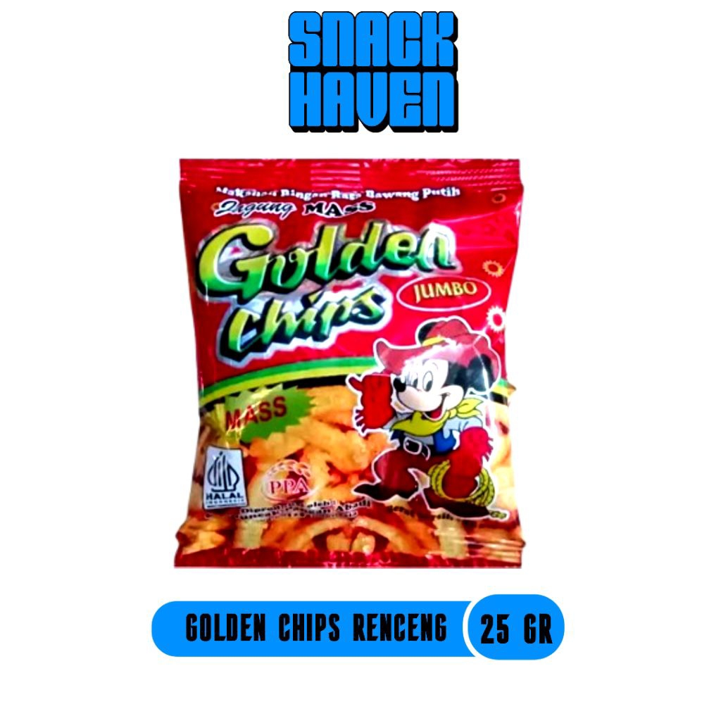 Snackhaven ( TIDAK BERHADIAH ) Snack Mass Potato Chips / Golden Chips 1 renteng isi 10 pcs