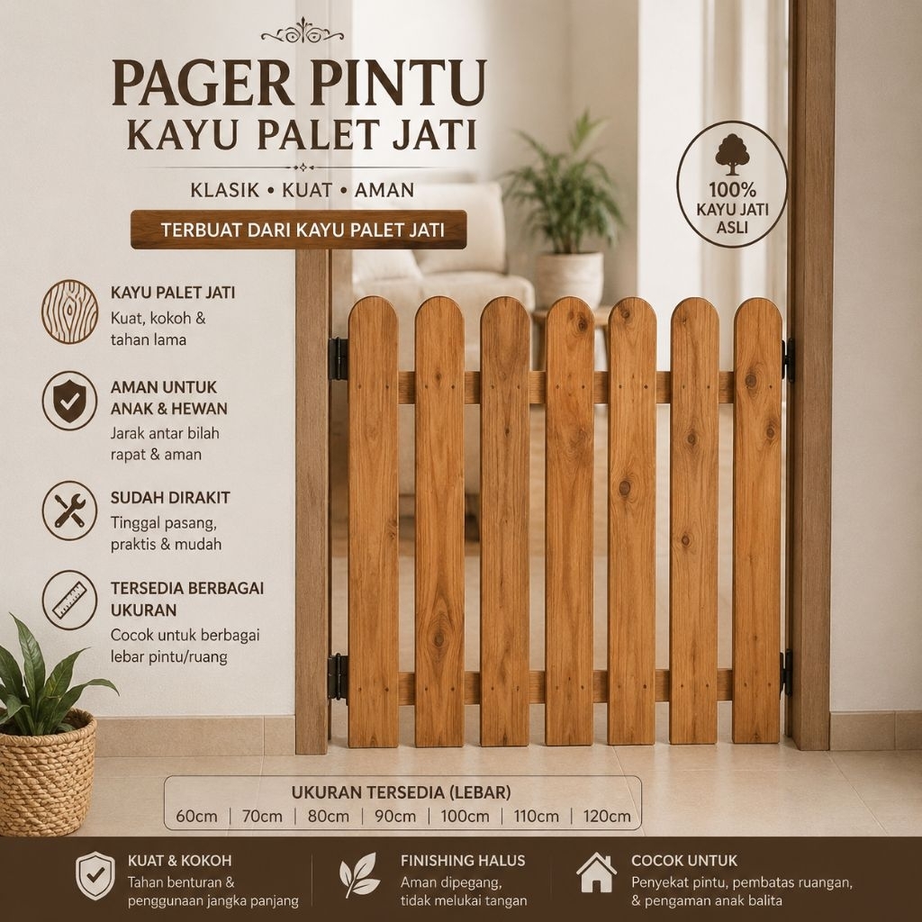 pagar pintu rumah pager penyekat ruangan kayu jati ukuran bisa CUST