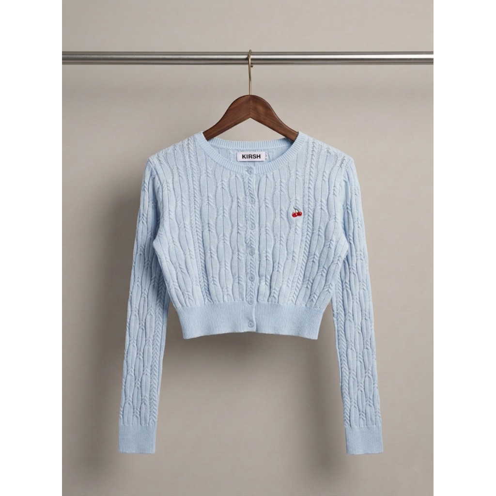 Kirsh Cardigan Crop Cableknit Knitwear Blue Rajut Wanita