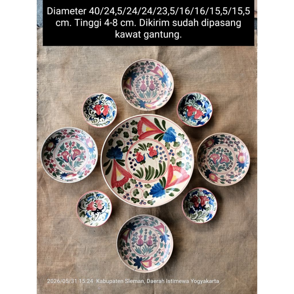 Piring keramik lukis motif naga untuk dekorasi hiasan dinding