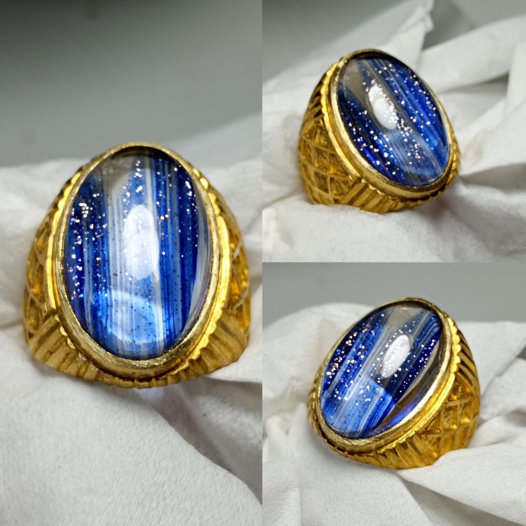 Batu cincin pasir intan biru crystal Cc99