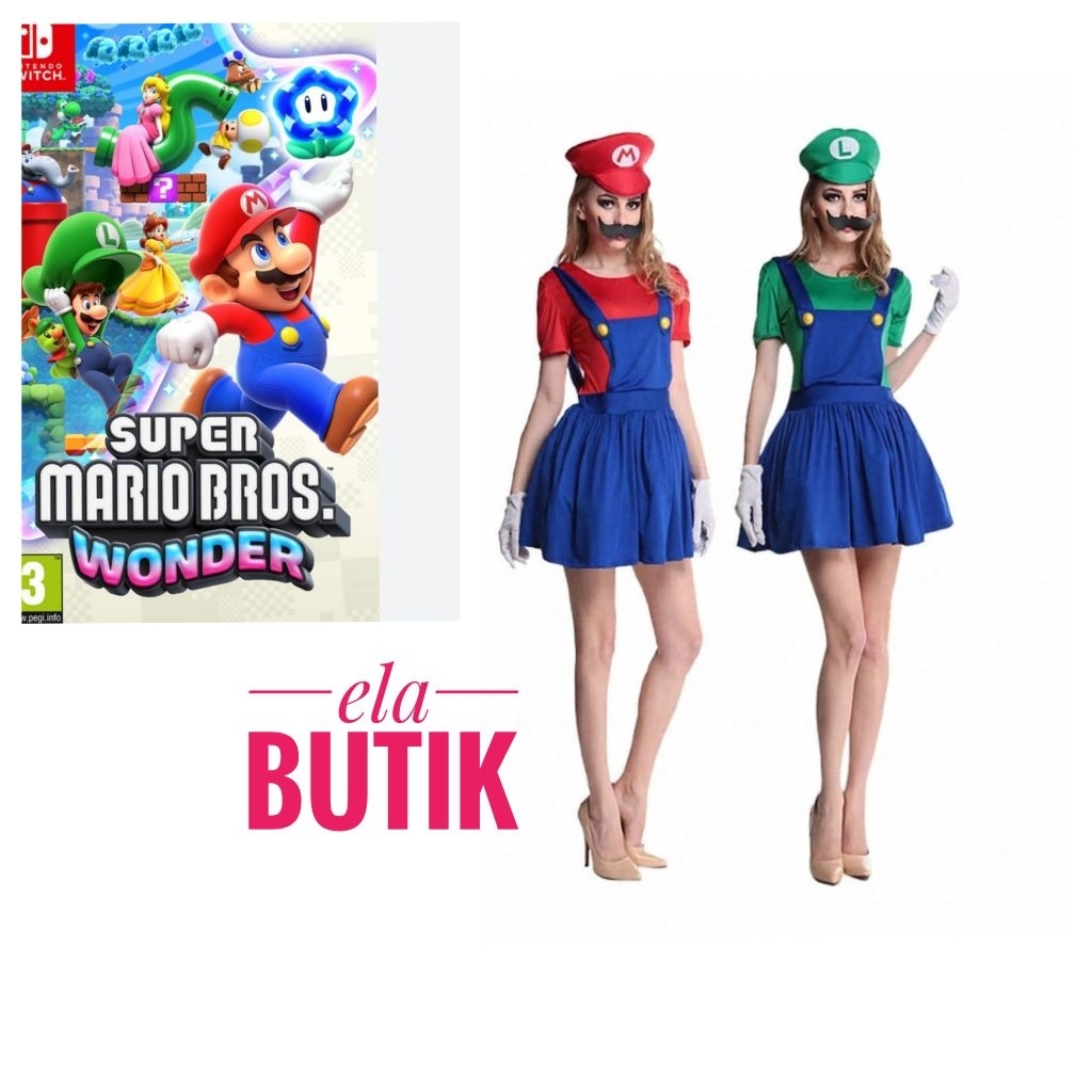 Kostum mario dewasa-mario bros-super mario-kostum halloween- princess peach
