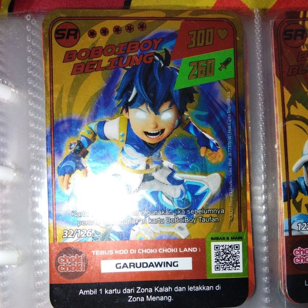 kartu Boboiboy Sr beliung emas
