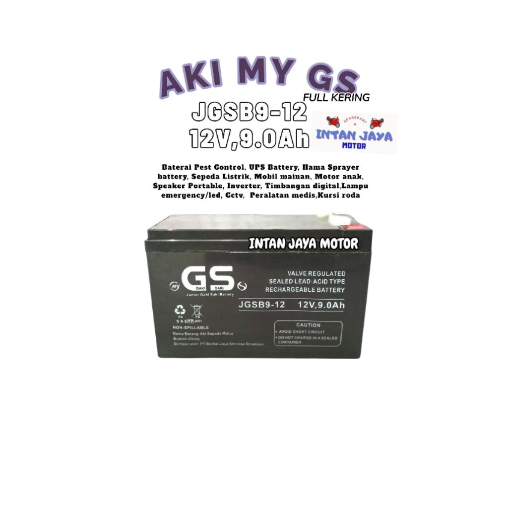 1 pcs AKI MY GSS / MYGS / MYGSS tipe JGSB9-12 / 12V 9AH / Aki UPS 12 VOLT / Aki Speaker Portable / A