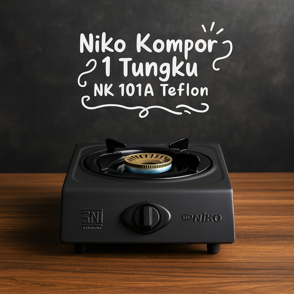 Niko Kompor Gas 1 Tungku NK-101A Teflon Api Biru Pemantik Otomatis Kompor LPG Garansi Resmi