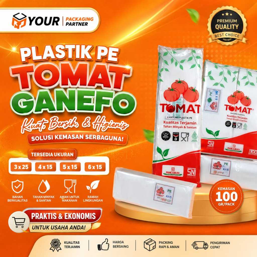 PLASTIK ES LILIN / GANEFO PE TOMAT 3X25 4X15 5X15 6X16 BUNGKUS MINUMAN ES LILIN DLL