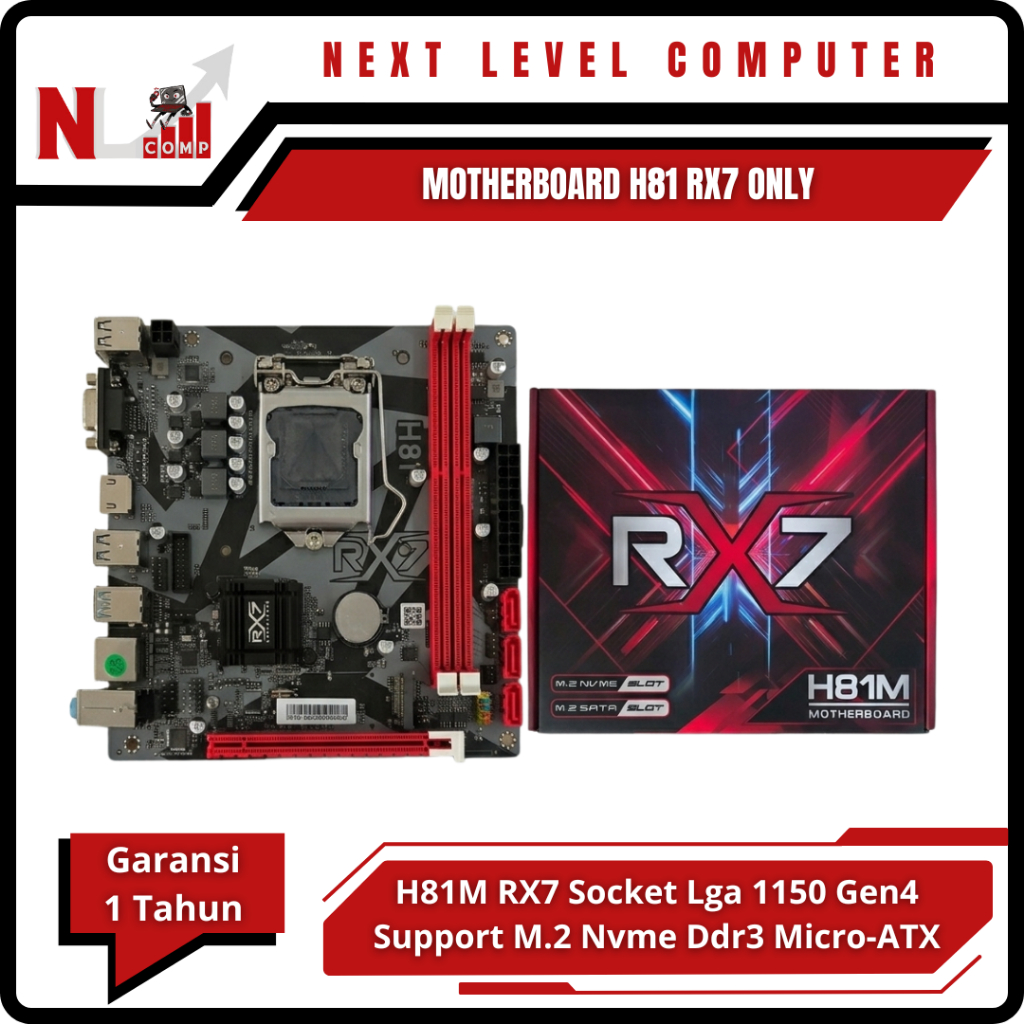 Mainboard Office/Editing/Gaming H81M RX7- MOTHERBOARD RX7M H81 SUPPORT NVME Socket LGA 1150 DDR3 Mic