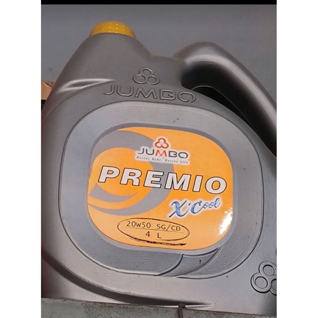 Oli Jumbo Premio X'Cool SAE 20W50 SG/CD Ukuran: 4 Liter (Mesin bensin)