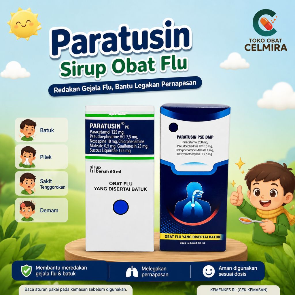 Paratusin Sirup 60ml - Obat Batuk Flu, Pilek, dan Penurun Panas Anak/Dewasa
