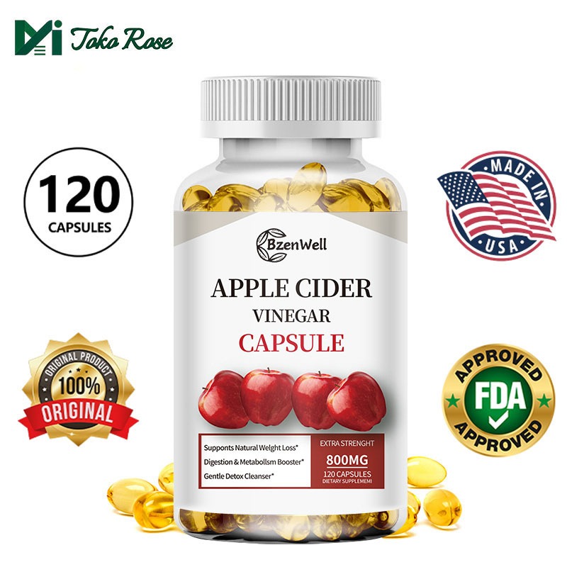 BzenWell Apple Cider Vinegar 800mg 120 Kapsul Penurunan Berat Badan Pencernaan Detoks
