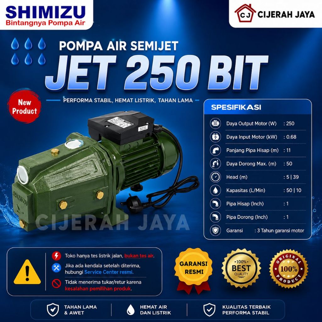 SHIMIZU SEMI JET PUMP 250 BIT POMPA AIR SHIMIZU JET250BIT JET 250 BIT