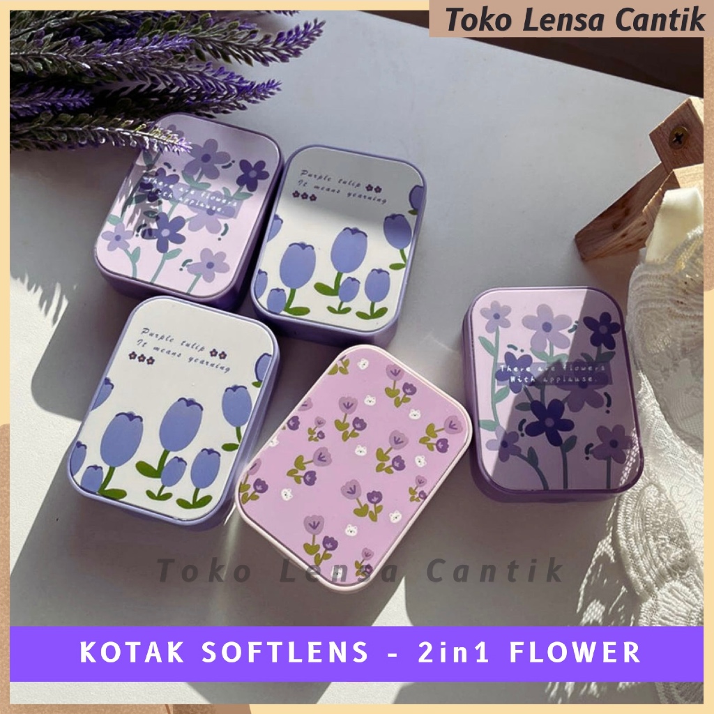 KOTAK SOFTLENS 2IN1 FLOWER / WADAH SOFTLENS / TRAVEL KIT / CASE SOFTLENS / LENSCASE / SOFLEN / SOPLE
