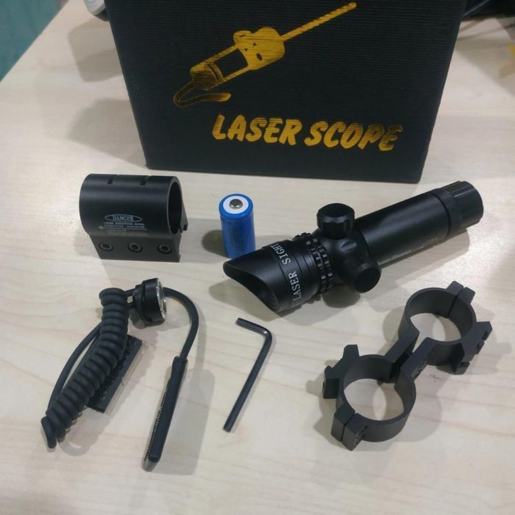 Laser Tembak Senapan Angin Warna Hijau Merah Dot Scope Jarak Jauh Siang Malam