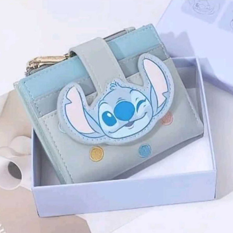 Disney Dompet Wanita Lipat Warna Biru Lilo Stitch Original Wallet Free Box