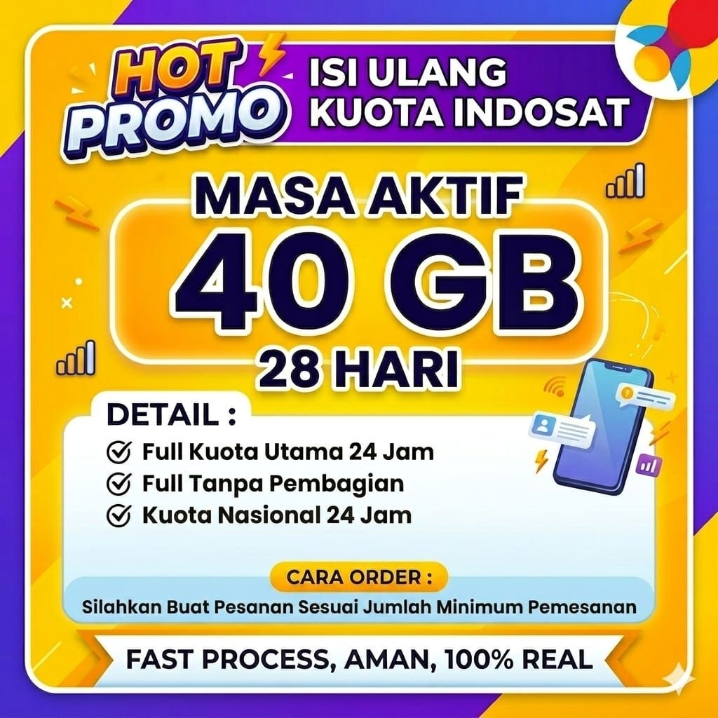 HOT PROMO ISI ULANG KUOTA INDOSAT 40 GB 28 HARI TERMURAH