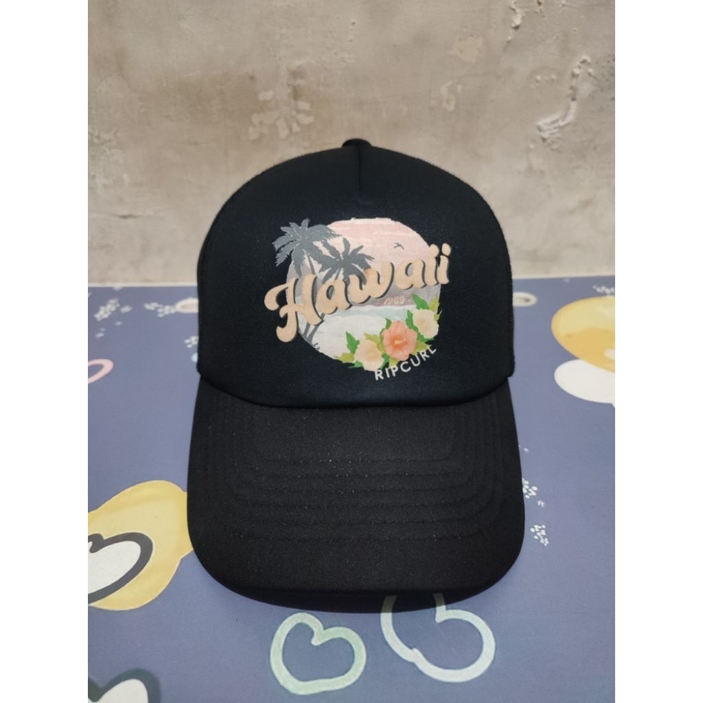 Topi Trucker Ripcurl Hawaii Hitam