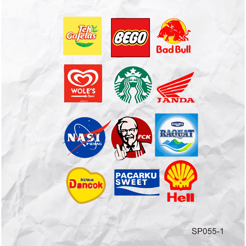 Stiker Parodi Logo Lucu - Sticker Pack Plesetan Brand Terkenal.
