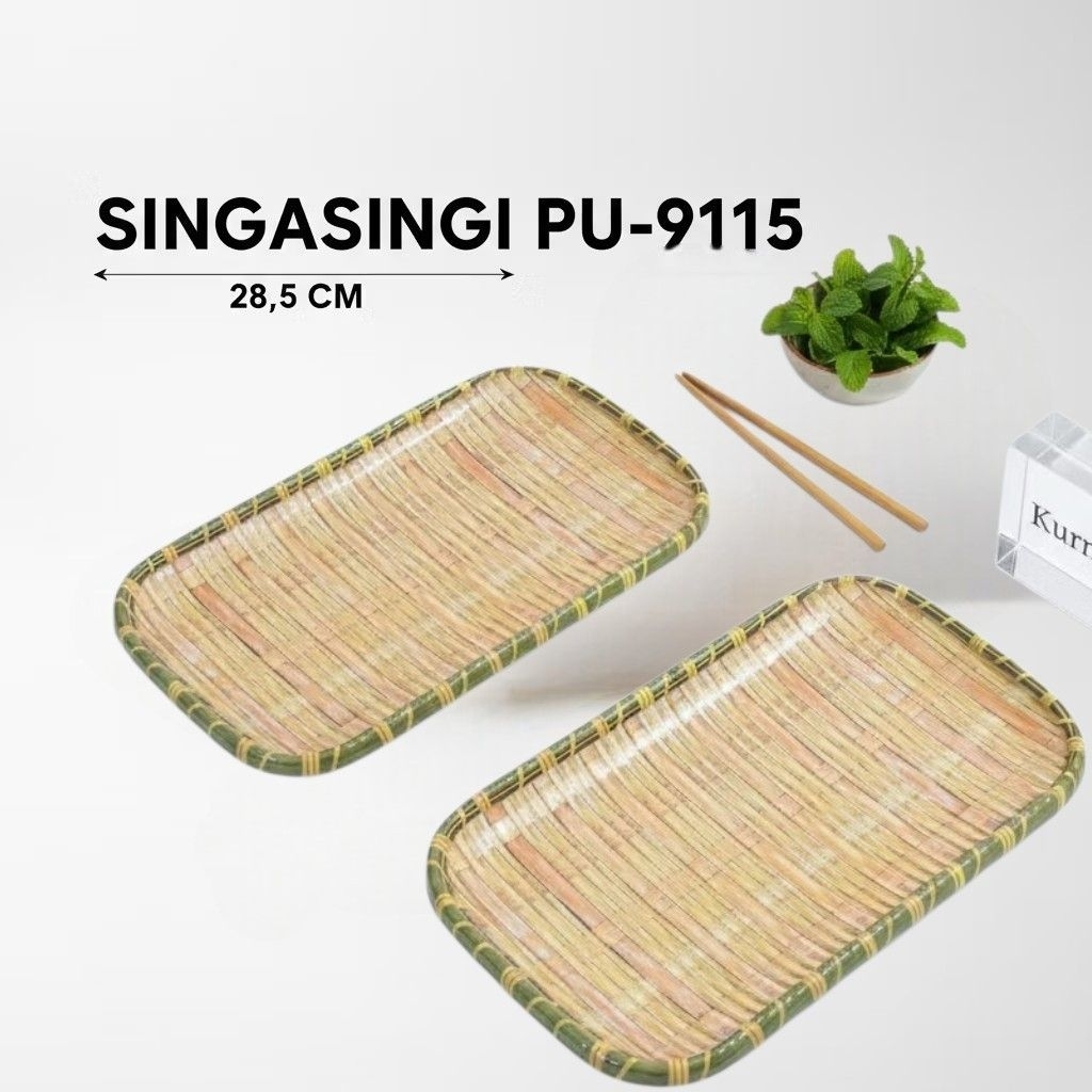 Piring Melamin Segi PU-911 - Piring Saji - Piring Motif Rotan - Piring Buah - Melamin Singa Singi