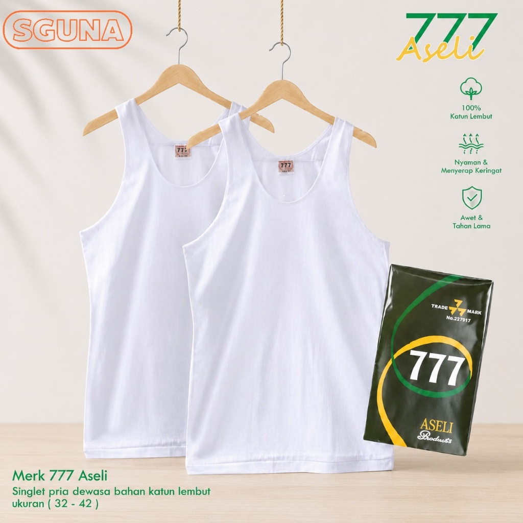 Singlet Pria 777 Katun | Kaos Dalam Pria Aseli | Singlet 777 | Singlet Pria Dewasa