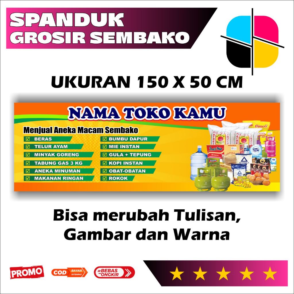 CETAK SPANDUK GROSIR SEMBAKO - CETAK BANNER GROSIR SEMBAKO - UKURAN 150 X 50 CM