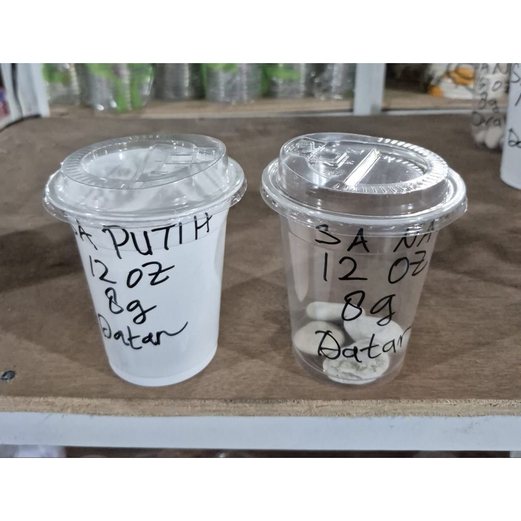 #ECR2026##Cup pp merk SA 12oz datar/oval 8gram(natural dan putih), 16oz datar/oval 8gram(natural dan