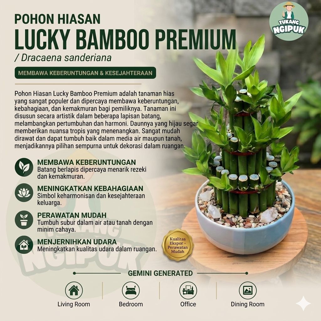 Terlaris Tanaman Hias Air Hidup Bambu Hoki Model Random Cocok Untuk Hiasan Meja Rumah Kantor Estetik