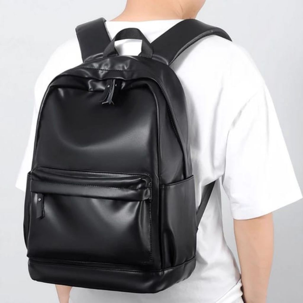 Ransel Backpack Kulit Tas Ransel Backpack Kulit Sekolah Kuliah Pria Wanita Unisex