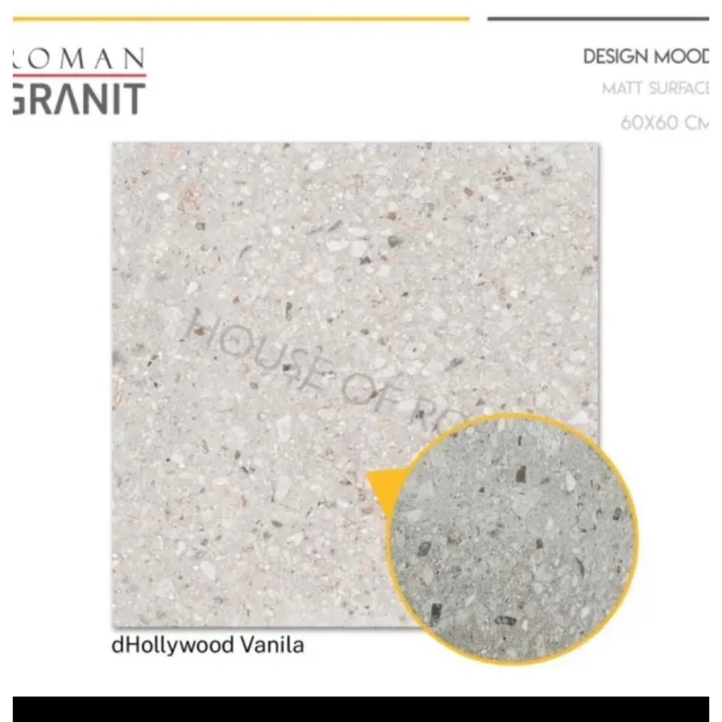 Roman Granit dHollywood Vanila GT602417R/Granit Motif Terazzo/Lantai Teras 60x60 Motif Teraso