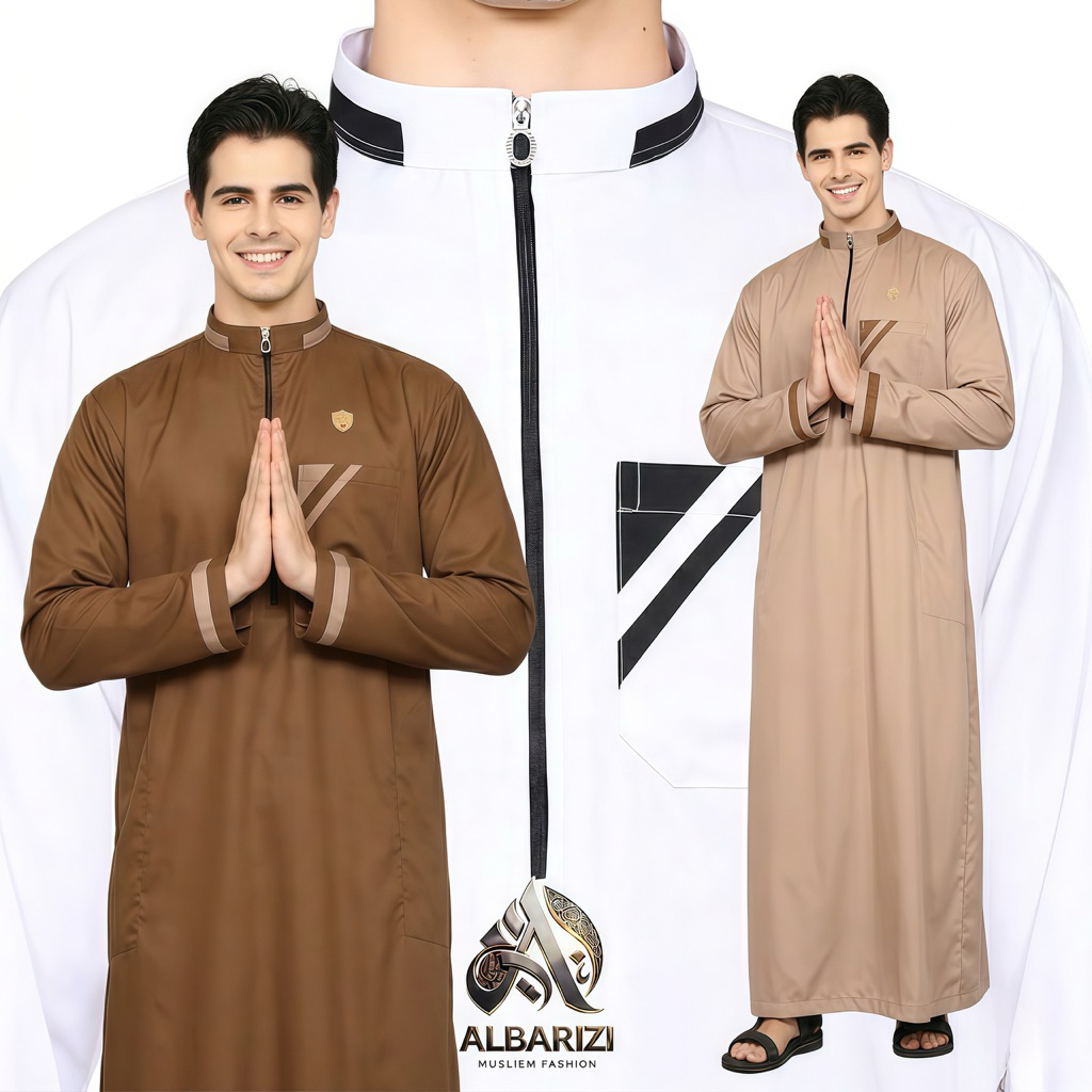 Jubah Pria AFSHAN ORIGINAL ALBARIZI Material Katun Toyobo Premium Jubah Simpel Gamis Muslim Pria Mod