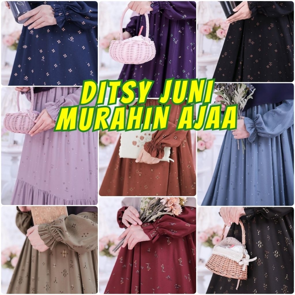 Ditsy Juni 2026 XS S M L XL XXL | Ditsy terbaru | Gamis Ditsy motif adem murah