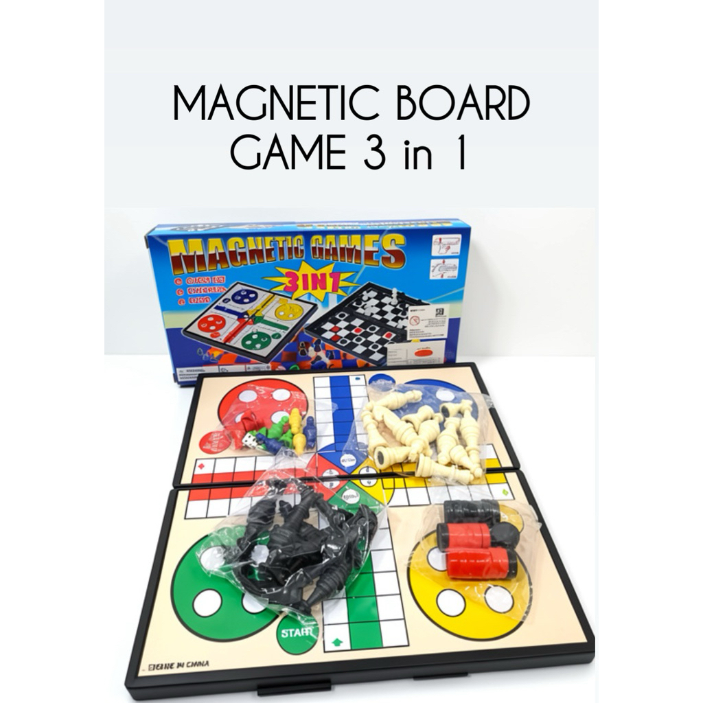 MAGNETIC BOARD GAME 3 in 1 (CATUR, LUDO, CHECKERS)