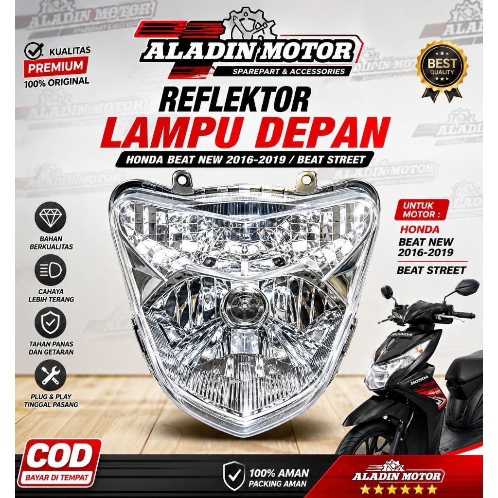 REFLEKTOR LAMPU DEPAN BEAT NEW 2016-2019