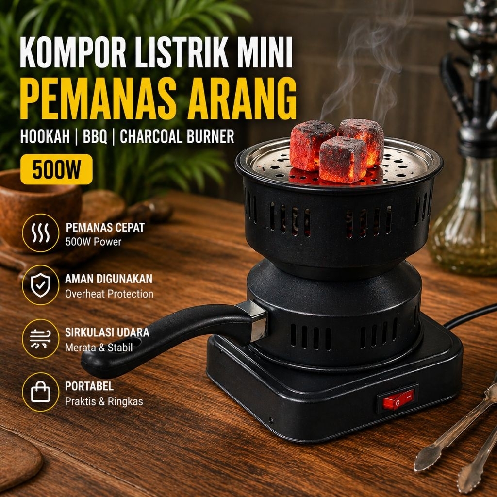  JZ Kompor Listrik Mini Pemanas Arang Hookah BBQ Charcoal Burner 500W - ZD-A016
