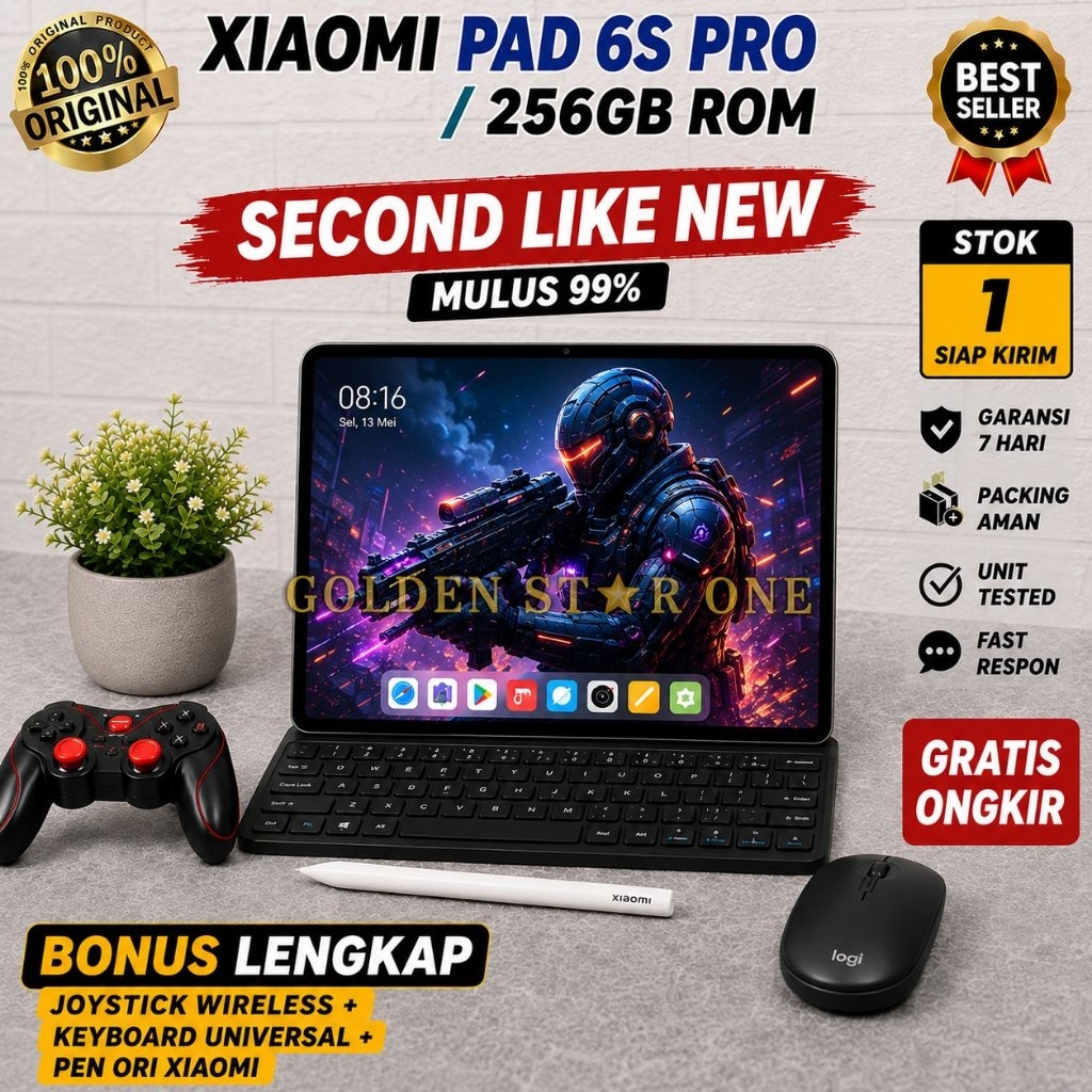 Mi Pad 6S Pro & MI PAD 6 Murah Ram 8 256 Bonus Pen Ori Keyboard Joystick Second Like New Tablet Prem